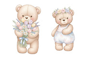 Spring Teddy Bear Clipart, an Illustration by SinaCreation (Thumbnail 4 of 11)