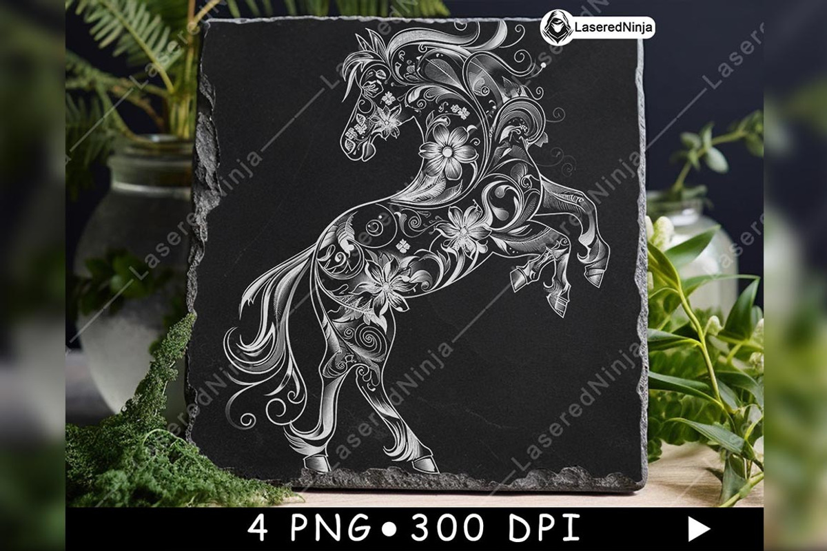 Horse Swirling Floral Pattern Equine, a Background Graphic by LaseredNinja (Photo 3 of 7)