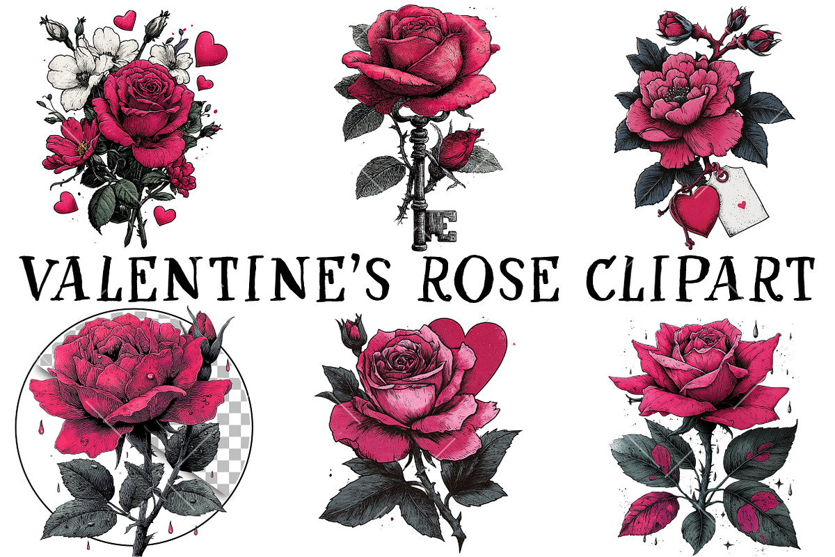 Valentine's Rose Clipart, an Illustration by OK Design (Photo 2 of 6)