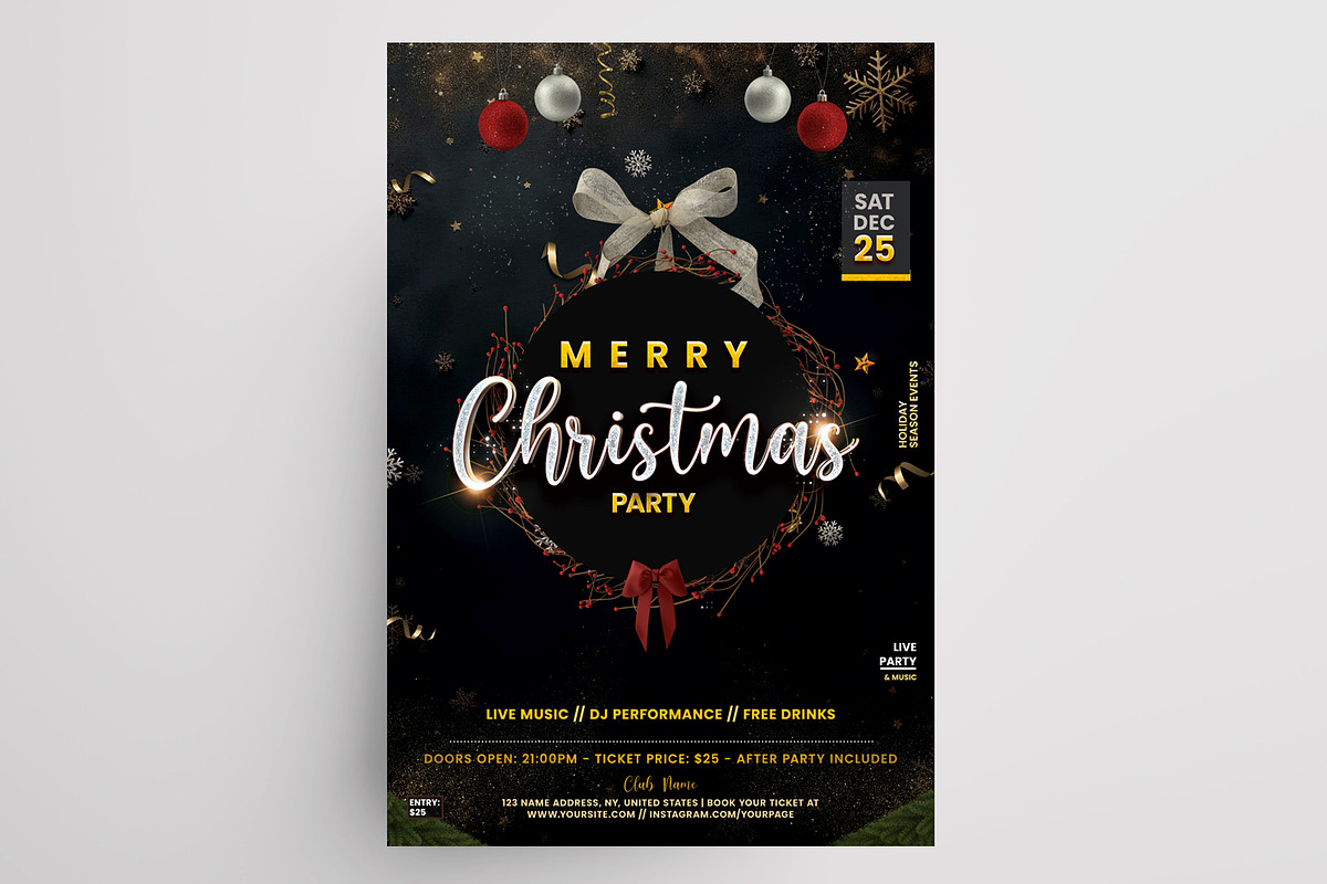 2 Christmas Elegant Flyers / Cards, a Flyer Template by PixelsDesign (Photo 2 of 3)