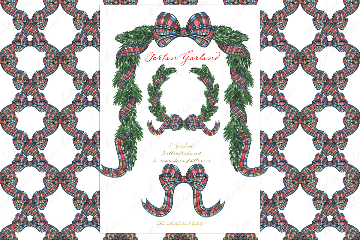 Christmas Tartan Clipart Wreath, a Decorative Illustration by LABFcreations (Photo 2 of 5)