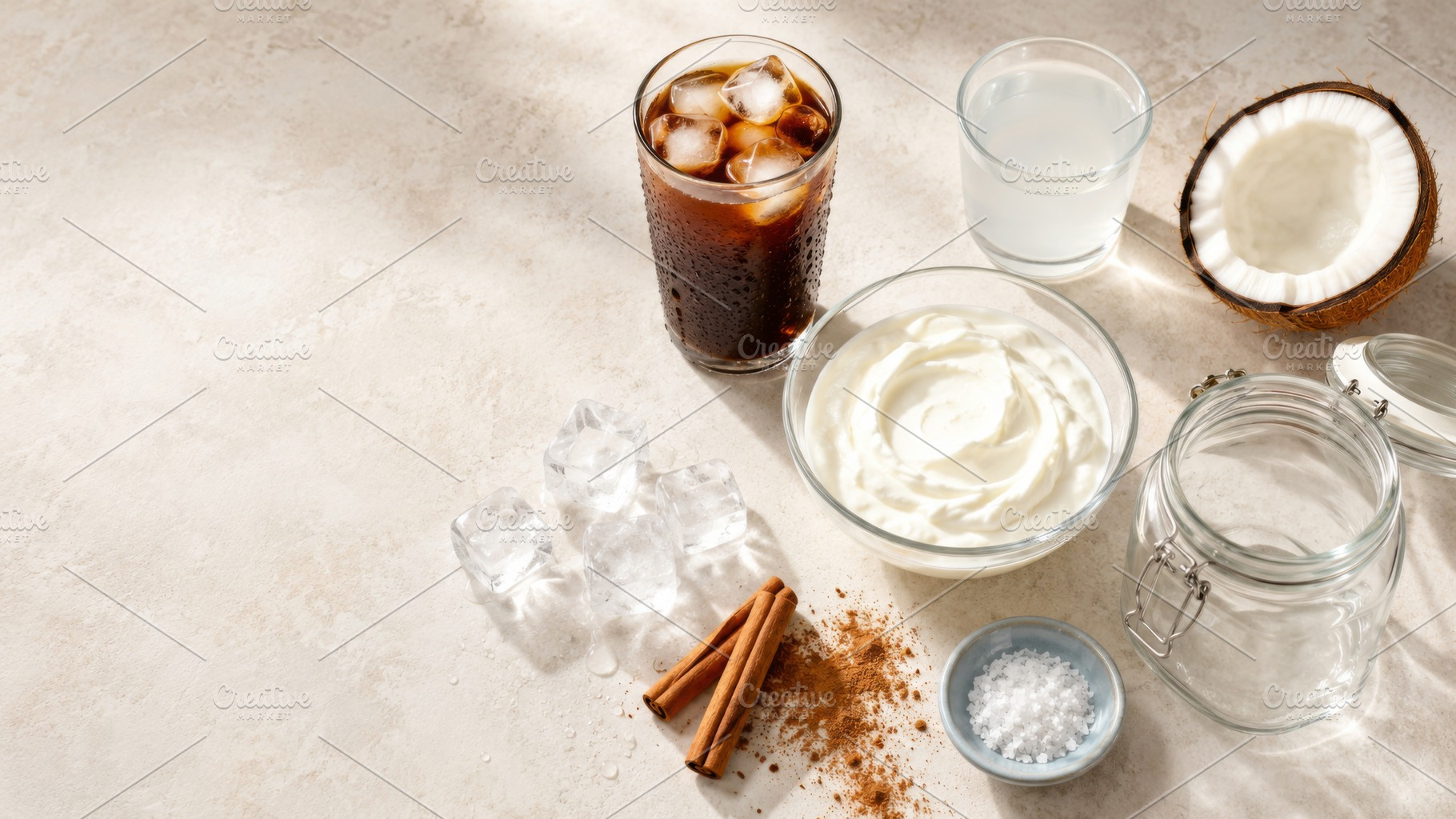Coffee and yogurt ingredients with c, a Photo by Dvoevnore photos