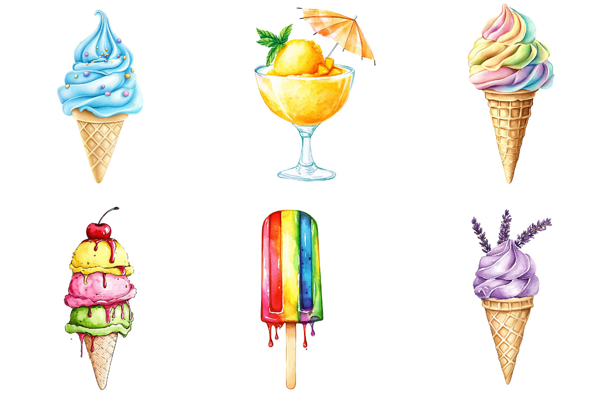 Summer Ice Cream Sublimation Clipart, a Seasonal Illustration by DreamArtGraphic (Photo 4 of 4)