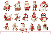 Classic Christmas Watercolor Clipart, an Illustration by MockupWizard (Thumbnail 2 of 6)