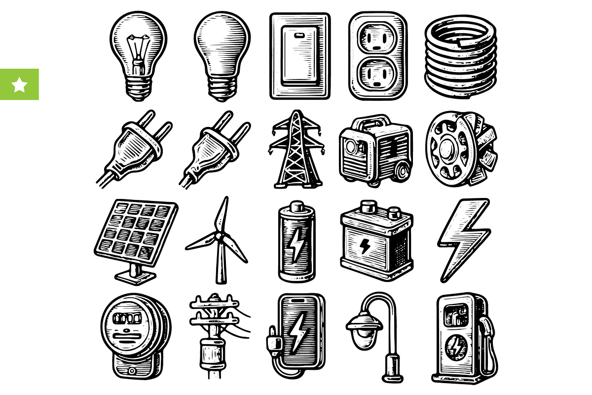 Electricity & Energy Art Icons, an Object Graphic by RT Studio