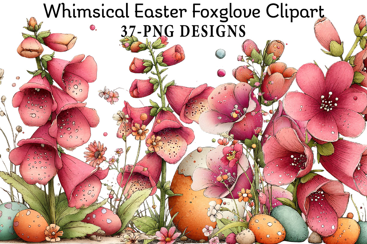 Whimsical Easter Foxglove Clipart, an Illustration by Daily.Designs (Photo 1 of 8)