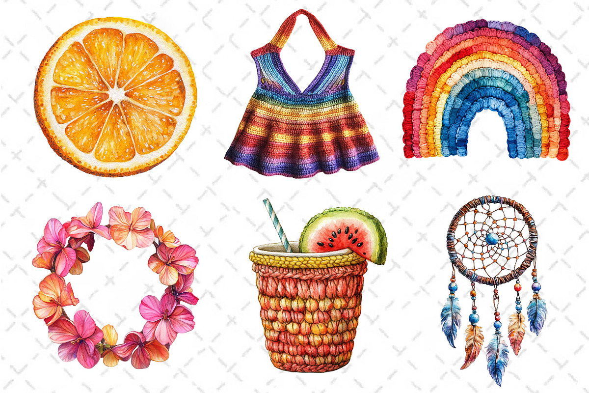 Crochet Summer Clipart PNG, an Illustration by Dream Creation (Photo 5 of 6)