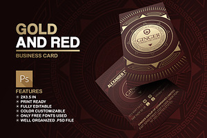 Gold And Red Business Card