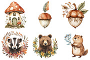 Watercolor Boho Woodland Clipart, a Seasonal Illustration by CitraGraphics (Thumbnail 4 of 6)