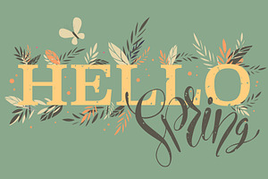 Hello Spring Words With Branches