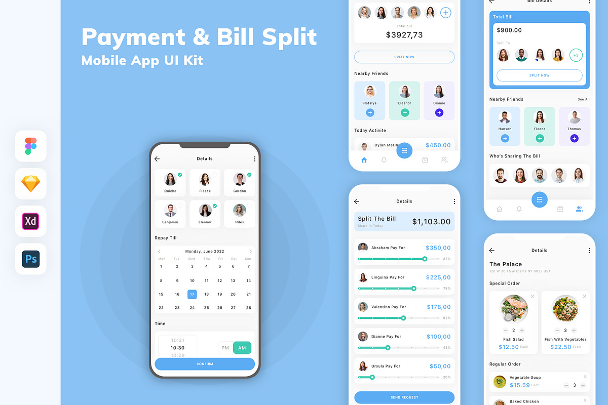 Payment & Bill Split Mobile UI Kit, an UI Kit Template by uicube