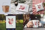 Quirky Pig clipart, an Animal Illustration by PaintPixelCo (Thumbnail 3 of 9)