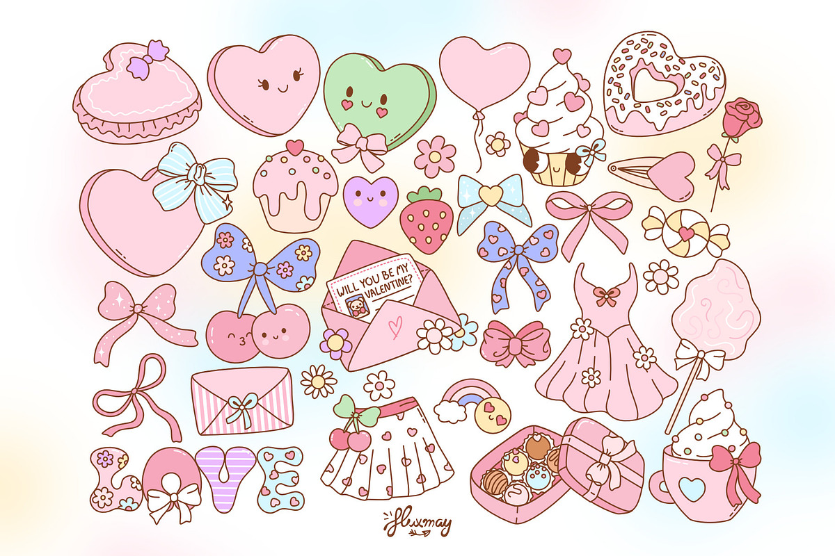 Preppy & Coquette Valentine Bundle, a Seasonal Illustration by Huxmay (Photo 4 of 7)