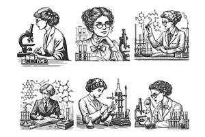 Women Scientists Laboratory, an Illustration by AlexArt