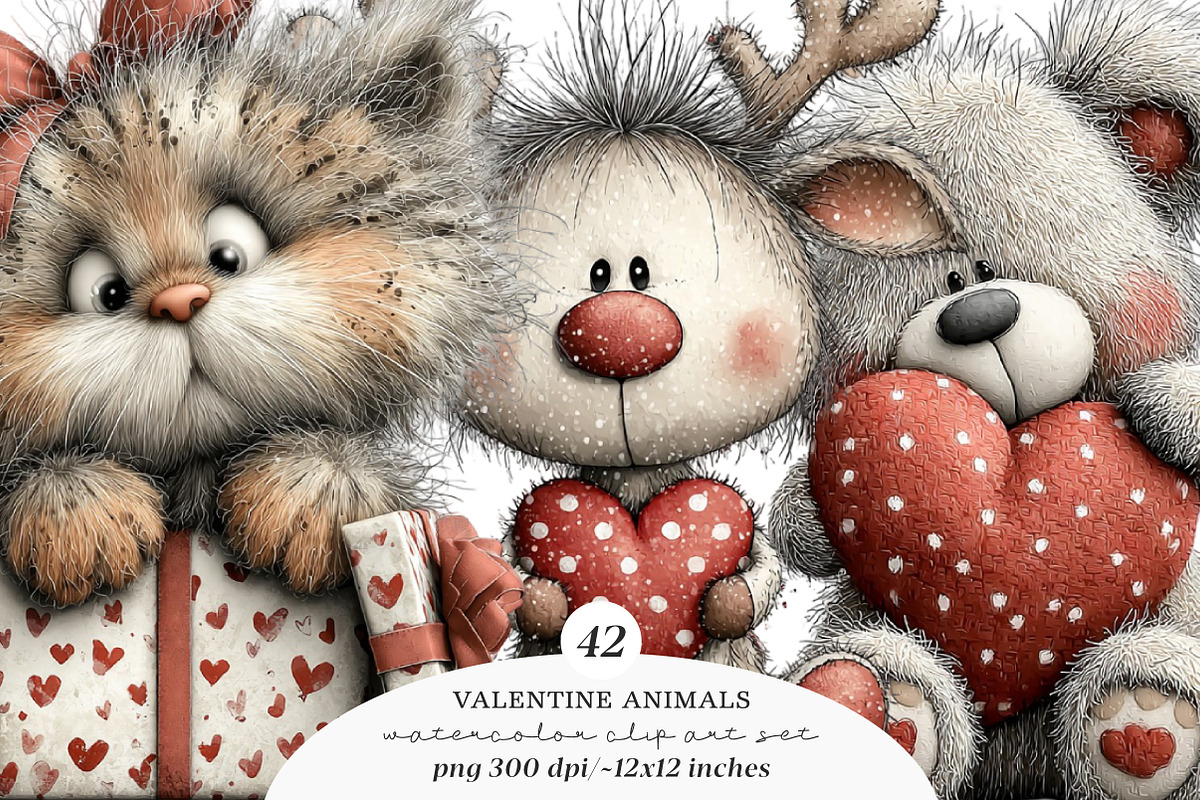 Valentine's Day Animals Clipart PNG, an Illustration by SinaCreation (Photo 1 of 11)