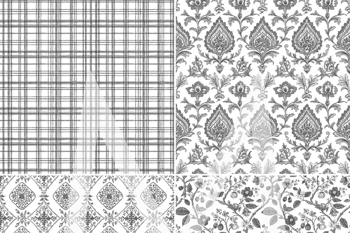Charcoal Gray Toile Digital Papers, a Pattern Graphic by Maishop (Photo 5 of 7)