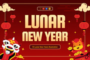 Lunar New Year Illustration Pack, a Seasonal Illustration by Loin Studio (Thumbnail 1 of 3)