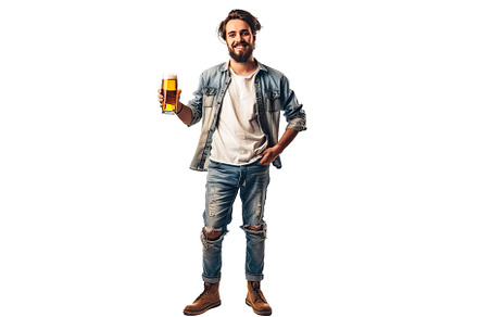 Happy young man holding glass of, a Person Photo by Ylivdesign