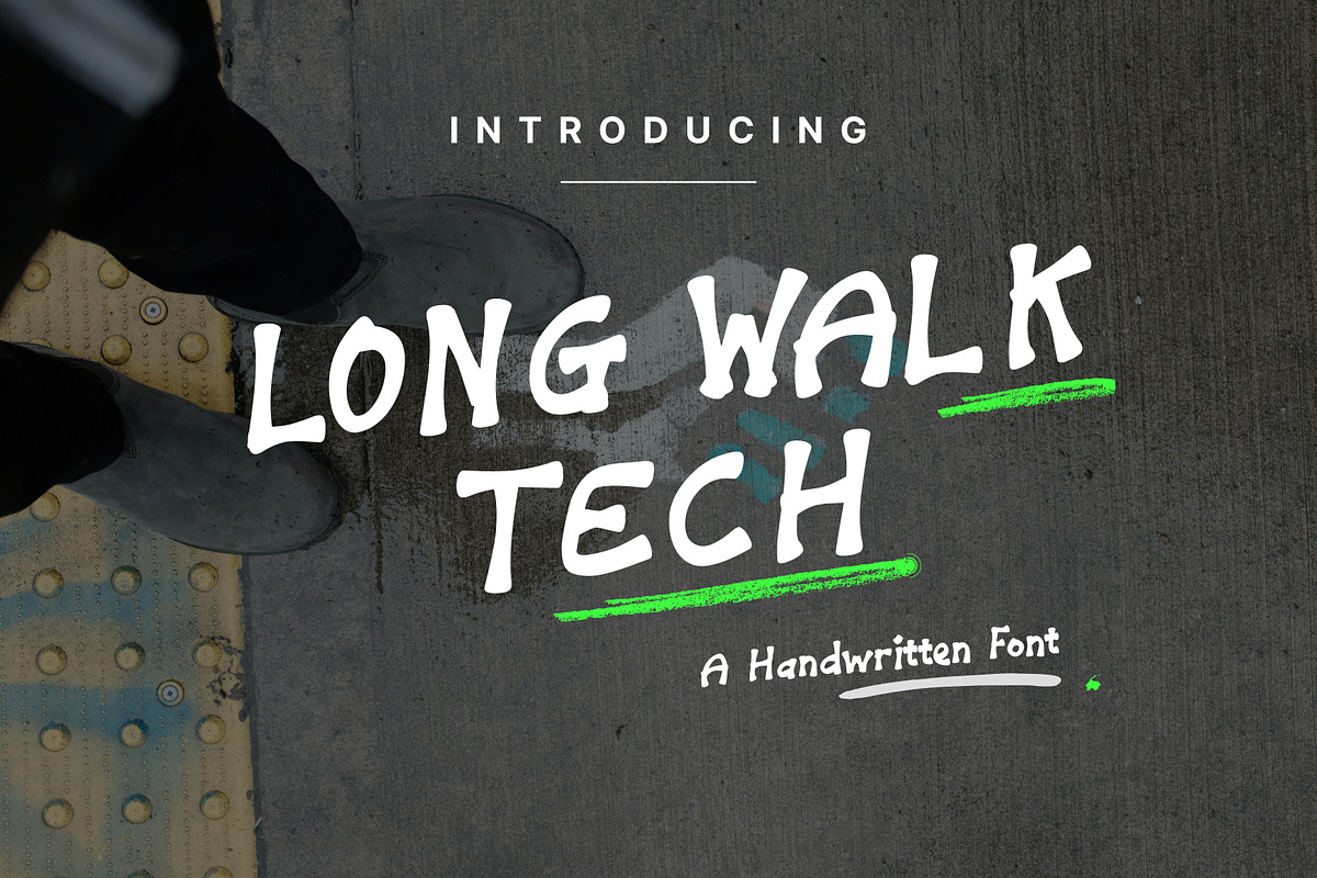 Long Walk Tech - Handwritten Font, a Handwritten Font by BeadyLab (Photo 1 of 9)
