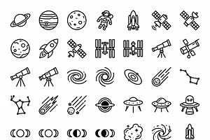 Bundles Space Astronomy Icons, an Outline Icon by adenpinkstore