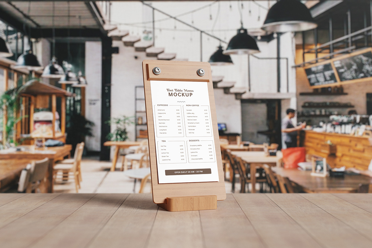 Tent Table Menu Mockup, a Product Mockup by ianmikraz (Photo 2 of 5)