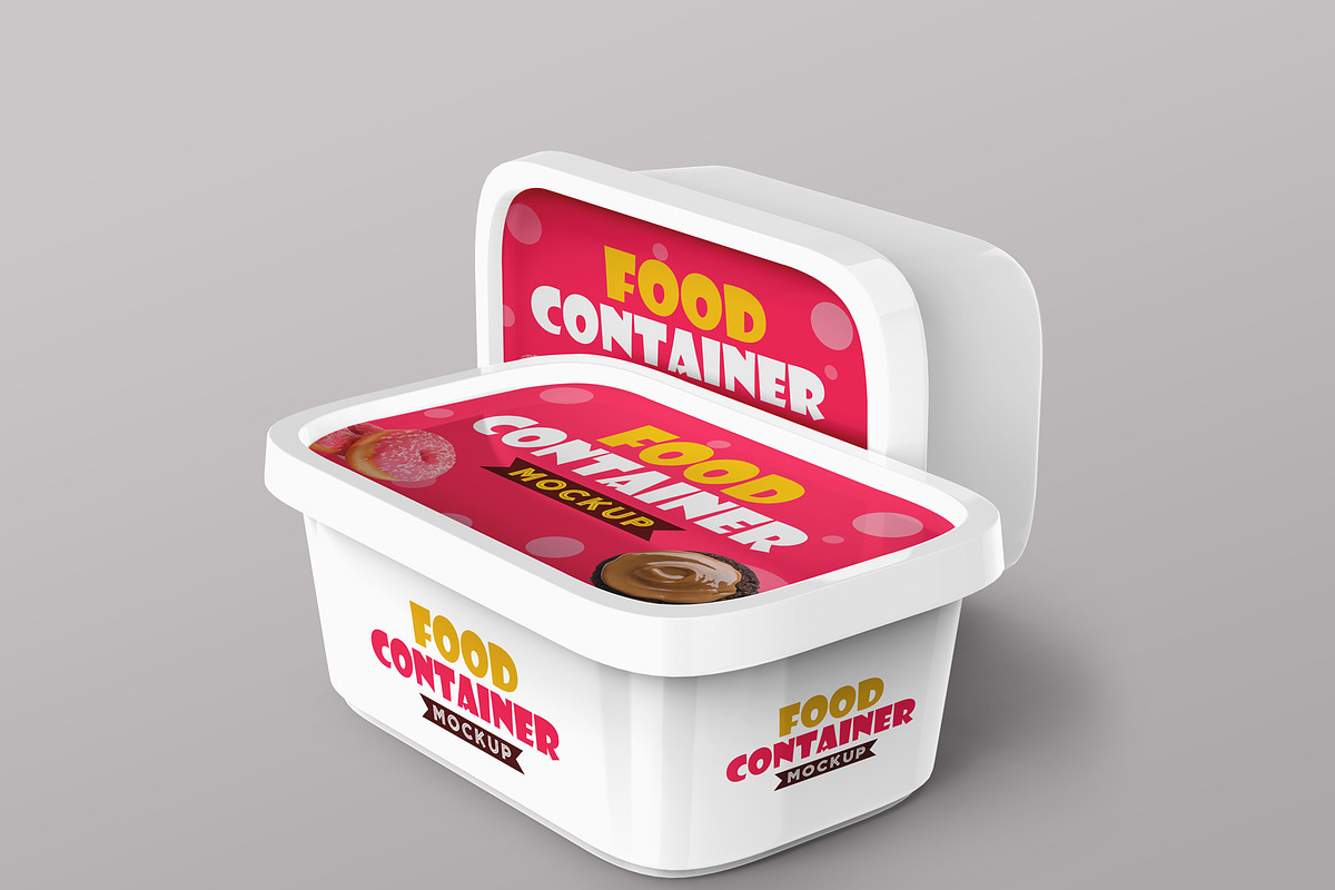 Plastic Food Container Mockups, a Cups & Container Mockup by Graphicsfuel (Photo 5 of 6)