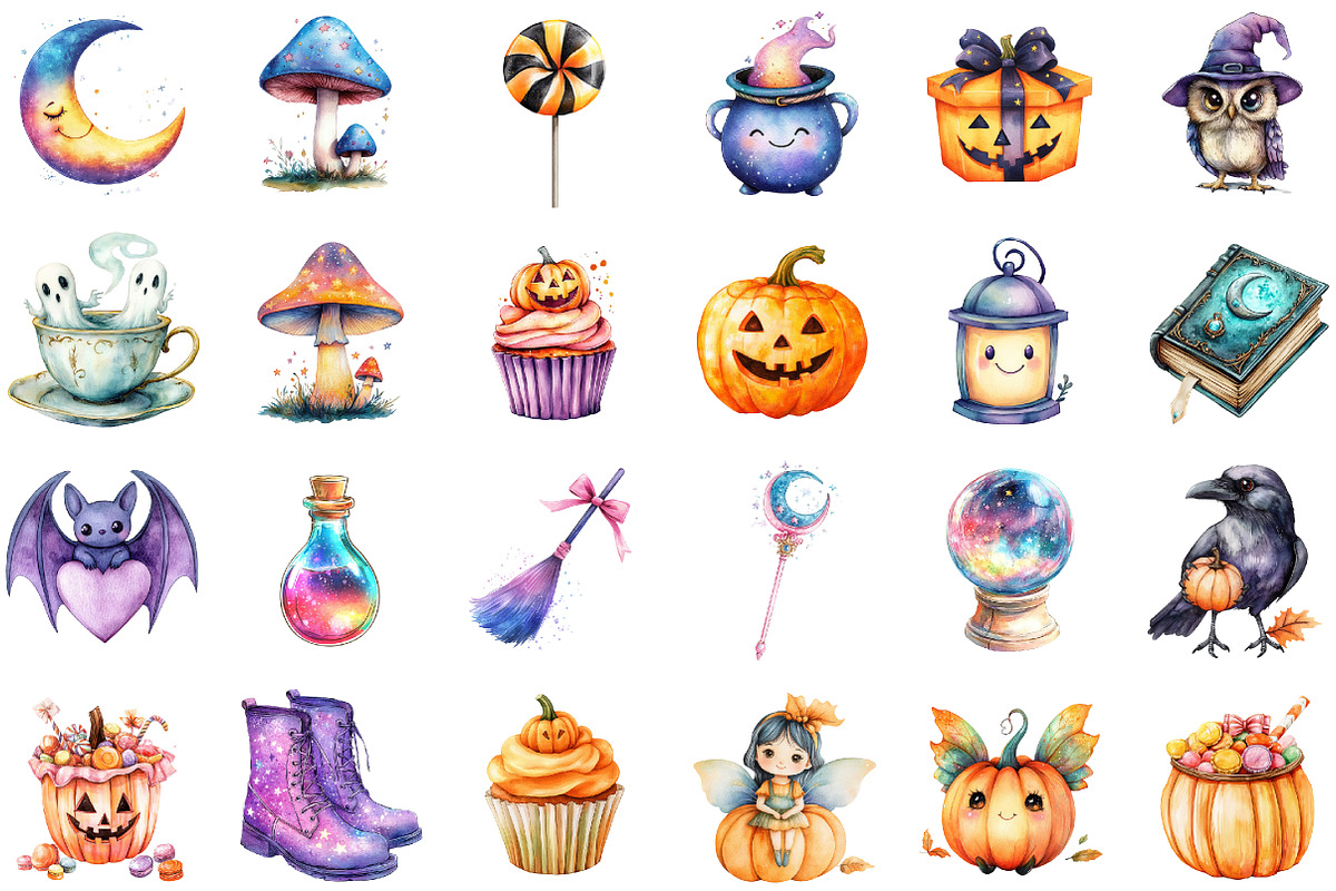 Kawaii Halloween Sublimation Clipart, a Seasonal Illustration by designcity5 (Photo 2 of 5)