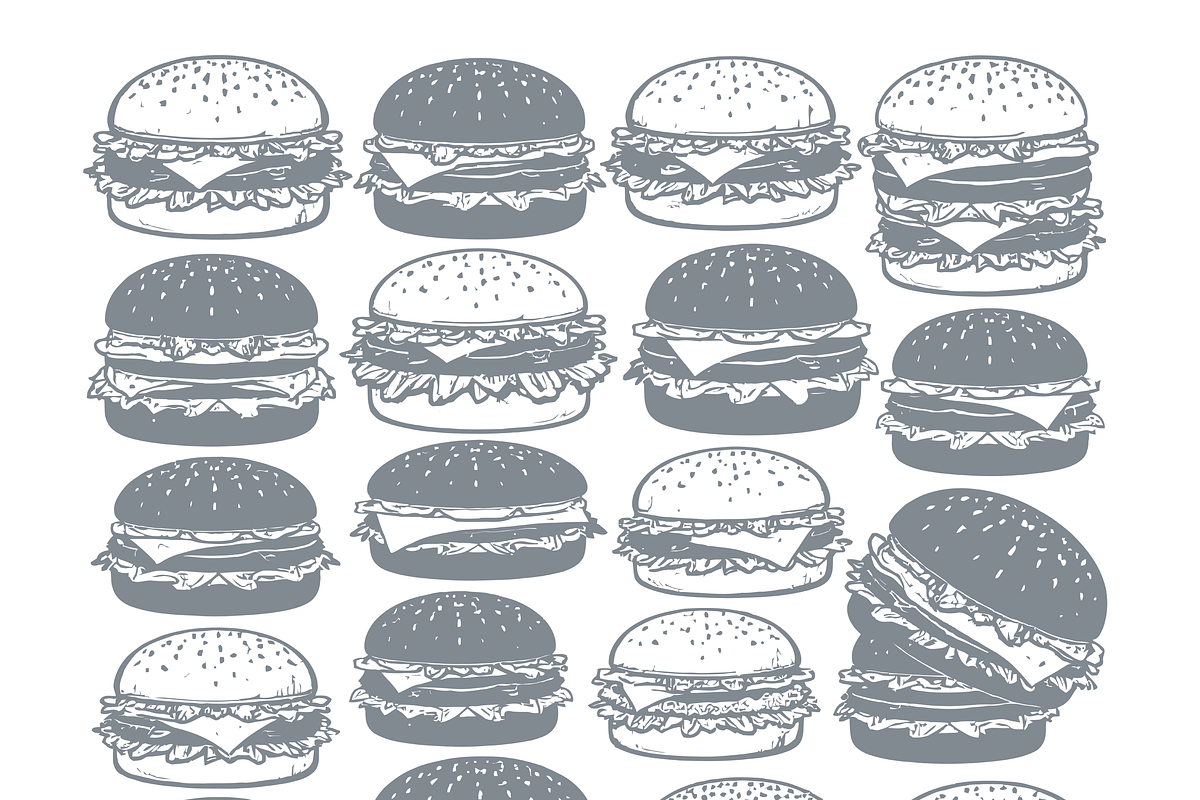 Delicious Burger Illustrations Set, a Food Illustration by CarWrap design (Photo 2 of 4)