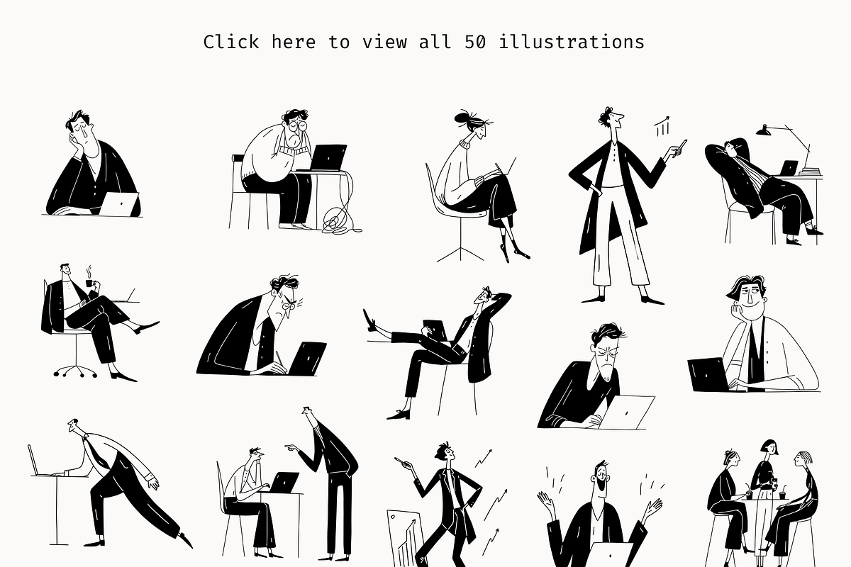 Office Life: 50 Line Art Characters, a Person Illustration by Veyla (Photo 3 of 14)