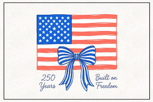 4th of July USA Flag Hand-drawn PNG, a Work Illustration by CraftArtStudio