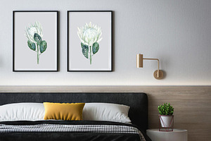 White Proteas And Eucalyptus Boho