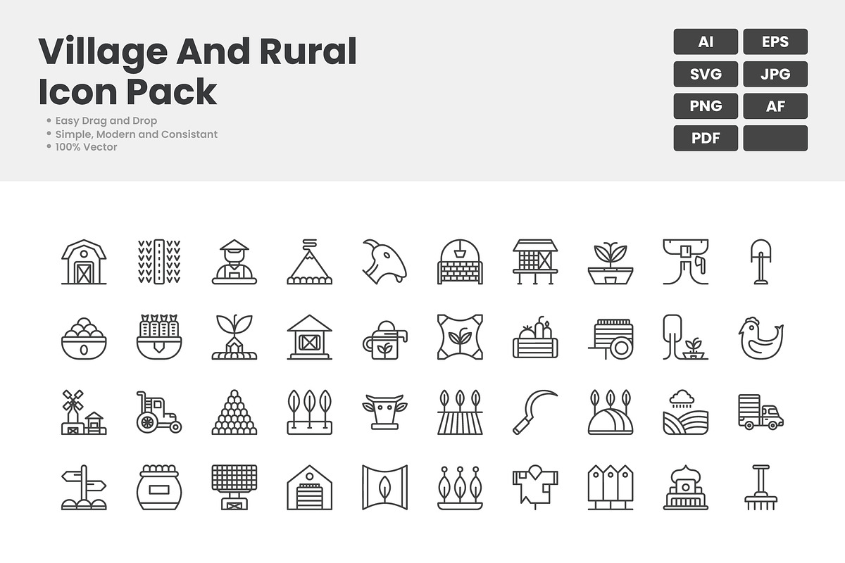 Village & Rural Icons Pack, an Outline Icon by erifqizeicon (Photo 2 of 3)
