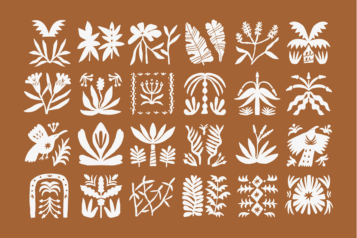 207 FOLK TROPICAL SHAPES AND BORDERS, a Decorative Illustration by Favete Art (Photo 7 of 17)