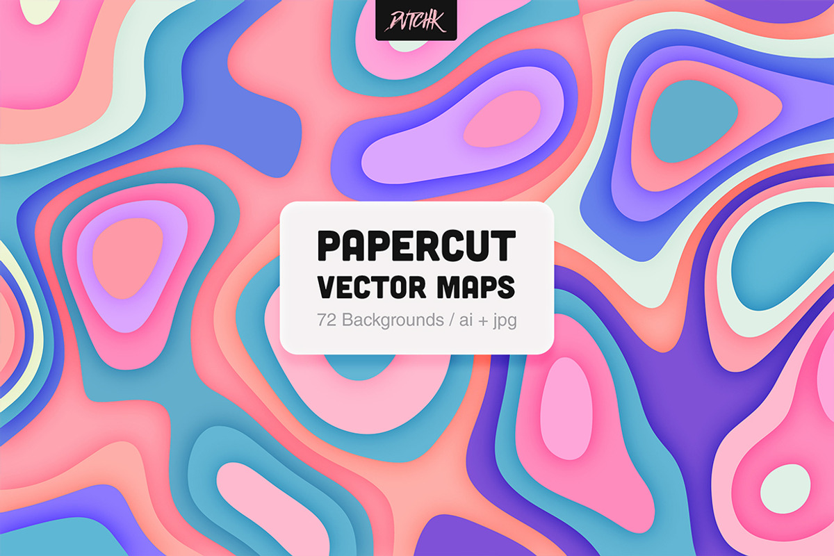 Papercut Topographic Vector Maps, a Background Graphic by dvtchk