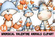 Whimsical Valentine Animals Clipart, a Graphic by CitraGraphics (Thumbnail 1 of 4)