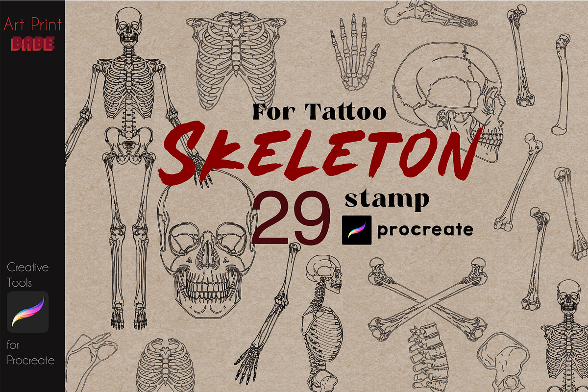 Skeleton Stamps Tattoo Skull Bone