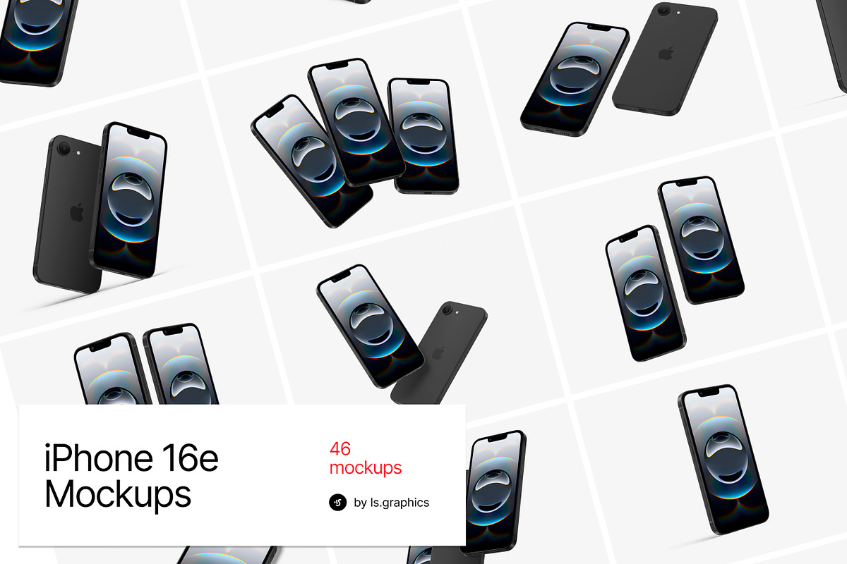 iPhone 16e Mockups, an iPhone Mockup by ls.graphics (Photo 1 of 10)