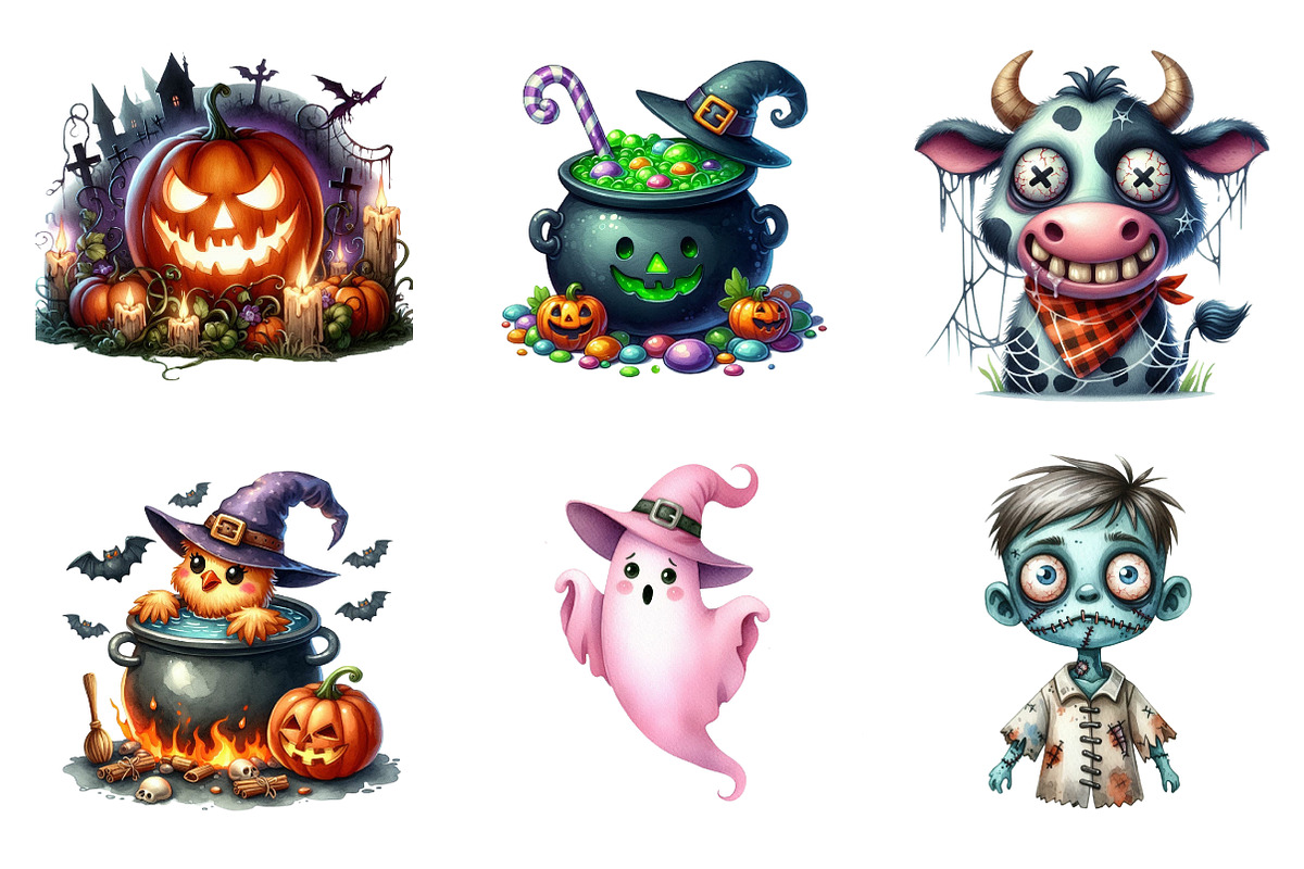 Quirky Halloween Sublimation Clipart, an Illustration by CreationArt (Photo 3 of 5)