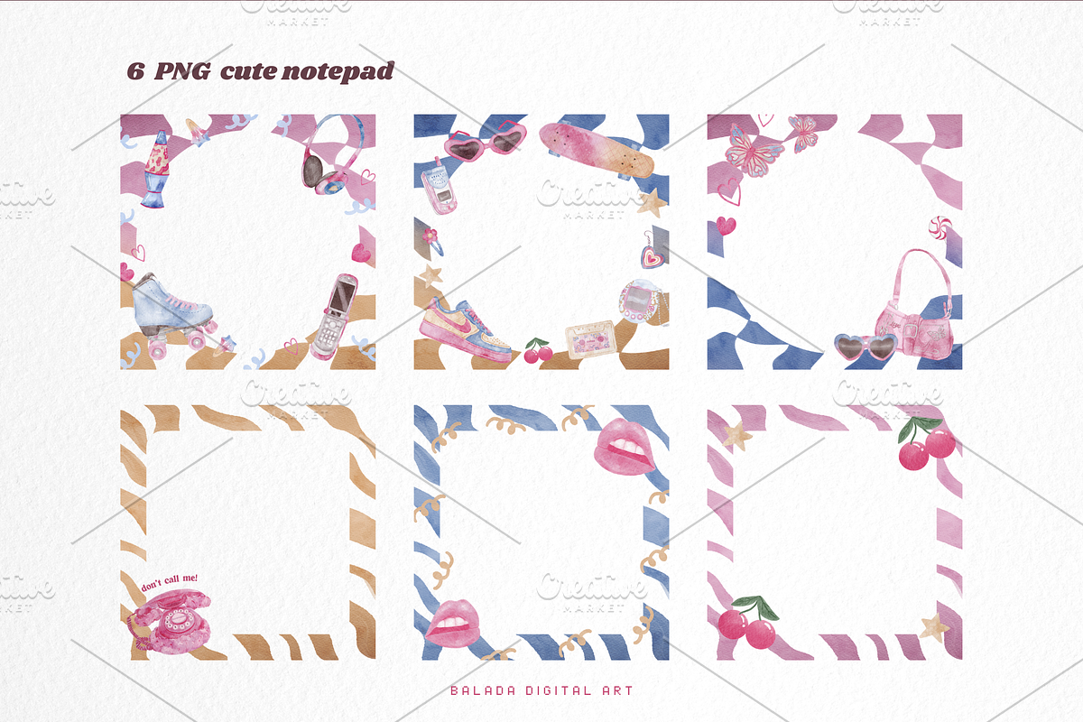 Y2k Retro Watercolor Clipart bundle, a Technology Illustration by Balada Digital Art (Photo 4 of 16)