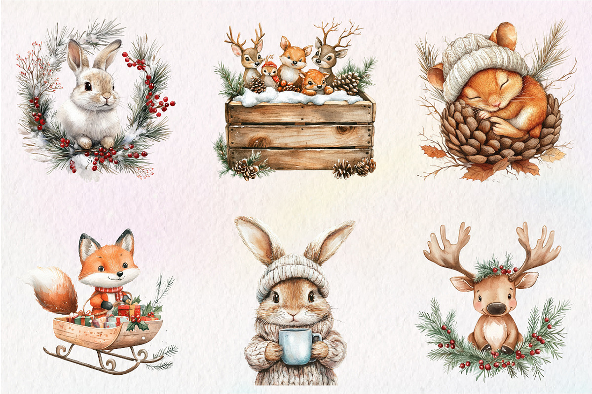 Rustic Winter Animal Clipart Bundle, an Illustration by CreationArt (Photo 4 of 9)