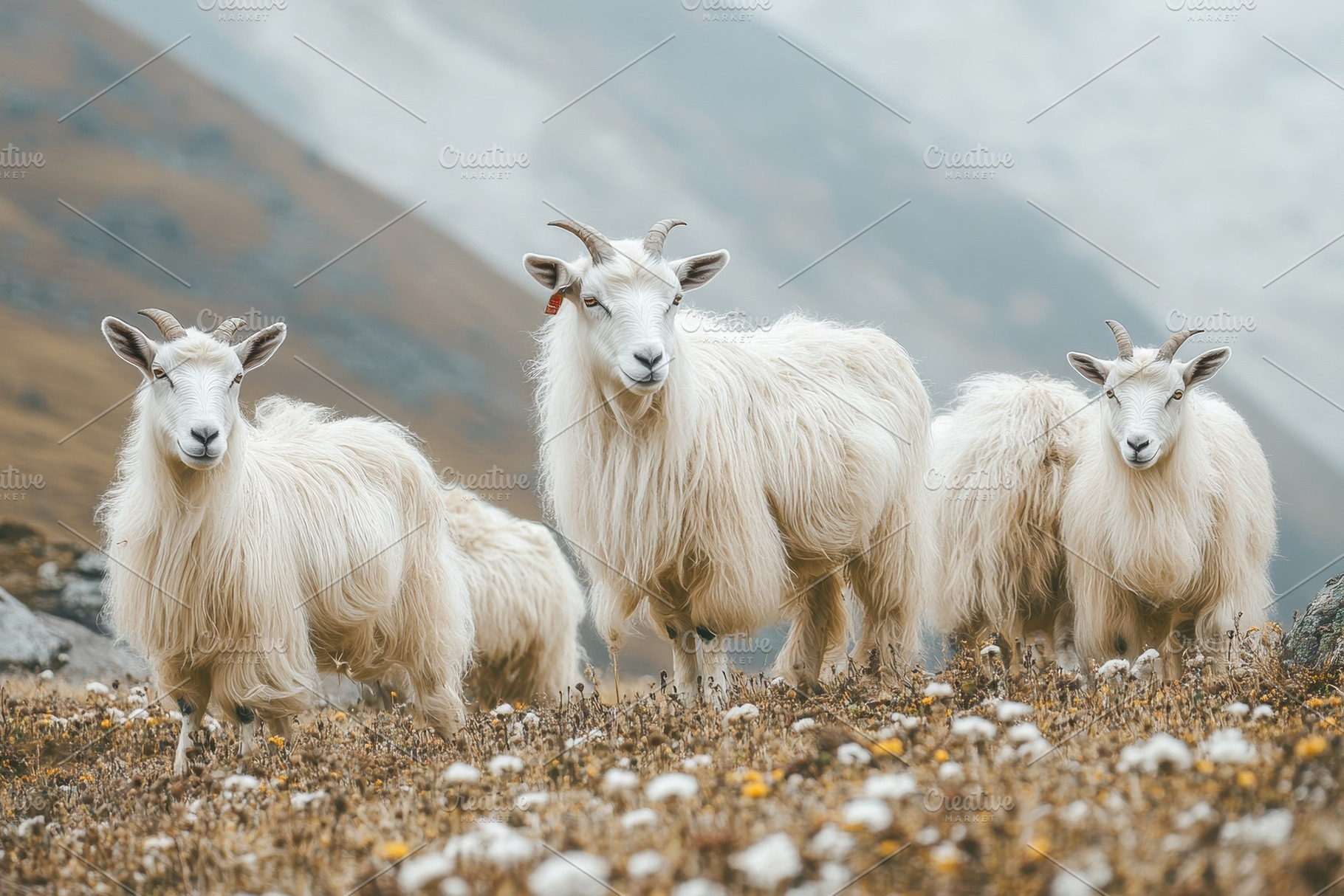 Himalayan Pashmina wool goats grazin, a Photo by Iftikhar Alam