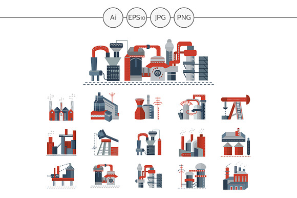 Factories And Plants Icons. Set 1