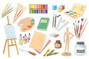 Cartoon artists tools. Painter art, an Object Illustration by Stock-Smart-Start
