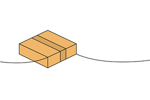 Packaging box one line colored, an Object Illustration by GraphiShop
