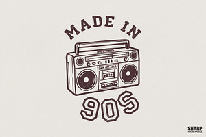 Made In 90s PNG, Retro Boombox, an Illustration by SharpMarketplace