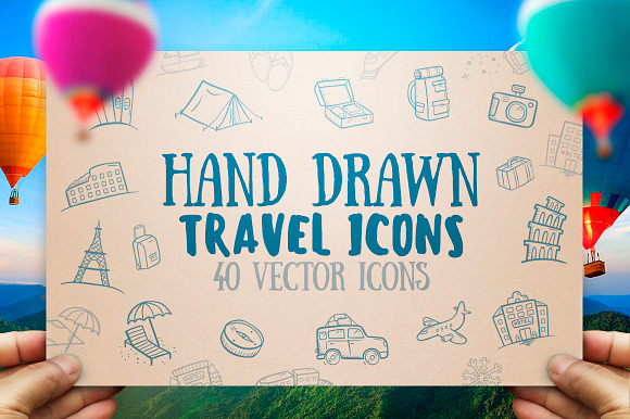 Travel Icons Hand Drawn
