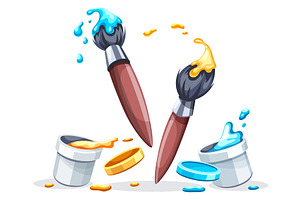 Art brushes for drawing with blue.