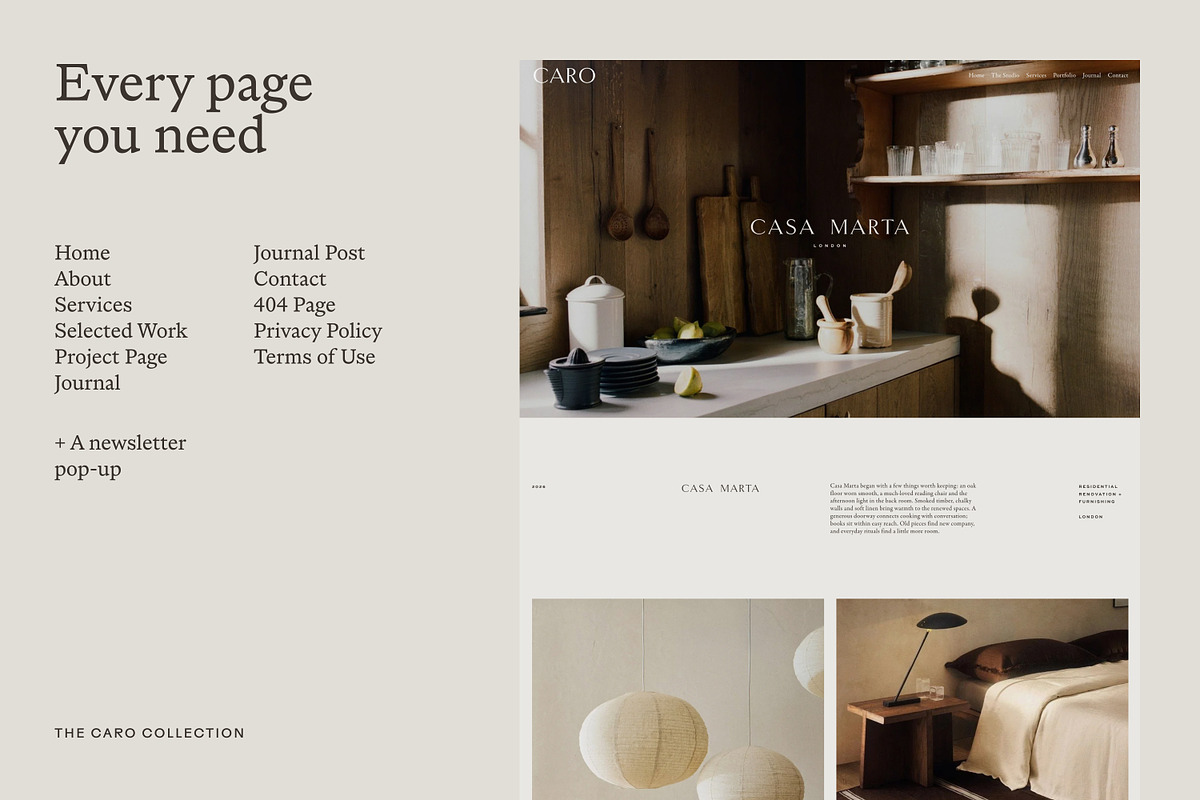CARO Interior Design Squarespace Template