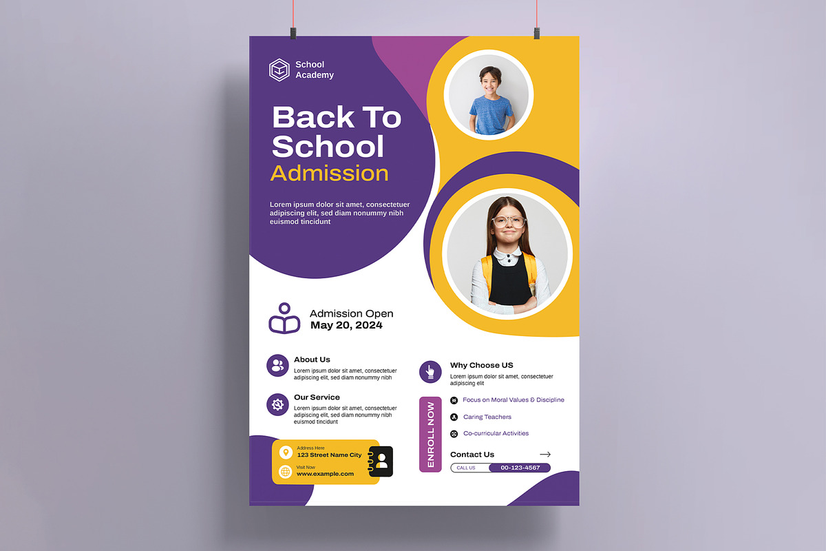 Back To School Admission Poster, a Flyer Template by MightyDesign (Photo 1 of 8)