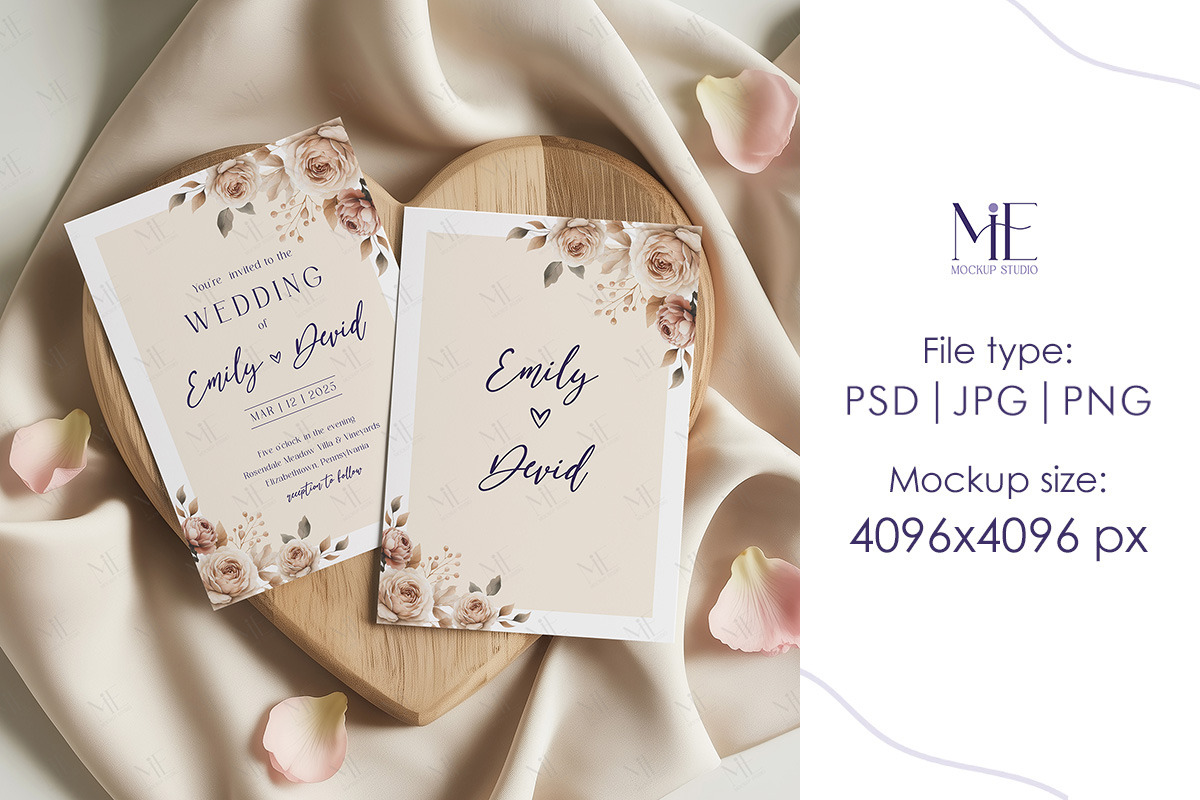 Wedding Invitation Cards Mockup 5x7, a Mockup by Mie Mockup Studio (Photo 6 of 7)